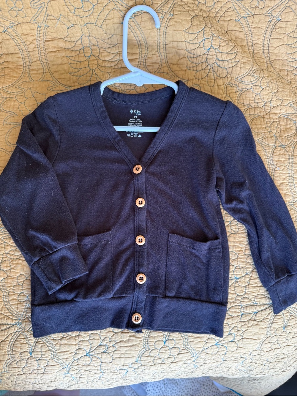 Kyte BABY Black Button-Front Cardigan with Pockets